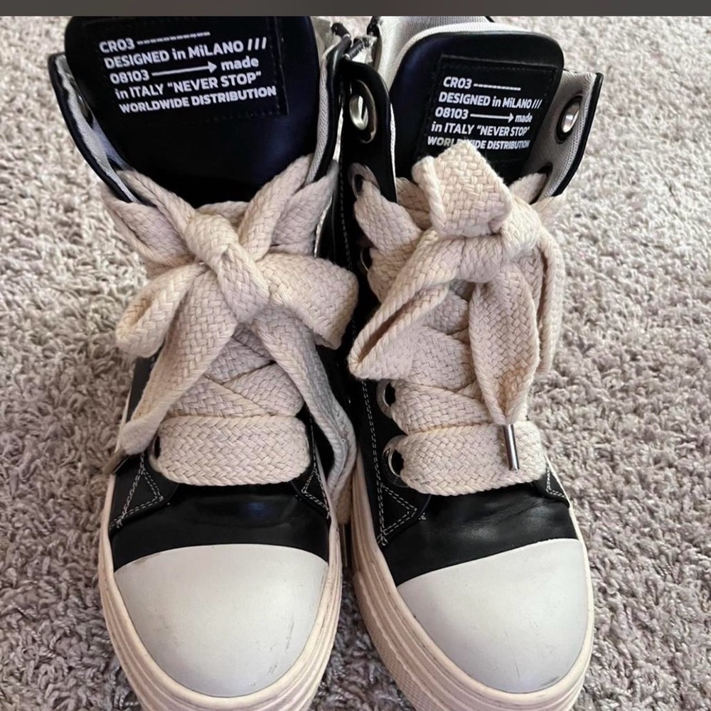 Stylish Black and White High-Top Sneakers